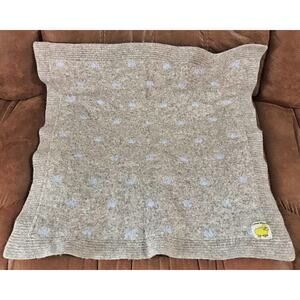VTG Doña Manta Blue Gray Polka Dot Wool Baby Lap Blanket 25x25 Portugal